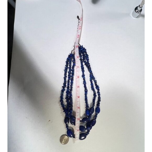 Vtg Jay King Mind Find DTR Lapis Lazuli 3-Strand 18" +3" 925 Clasp Necklace OOAK - Picture 6 of 7